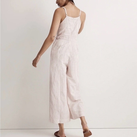 Sold out! Madewell Striped Linen Jumpsuit in Cream and Pink - Picture 2 of 6